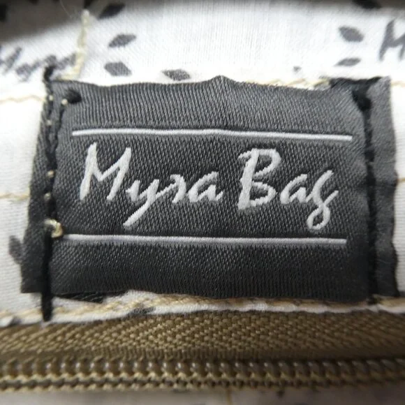 Myra Bag Brown Gray Cotton Leather Mandala Crossbody Shoulder Bag Purse - Picture 11 of 12